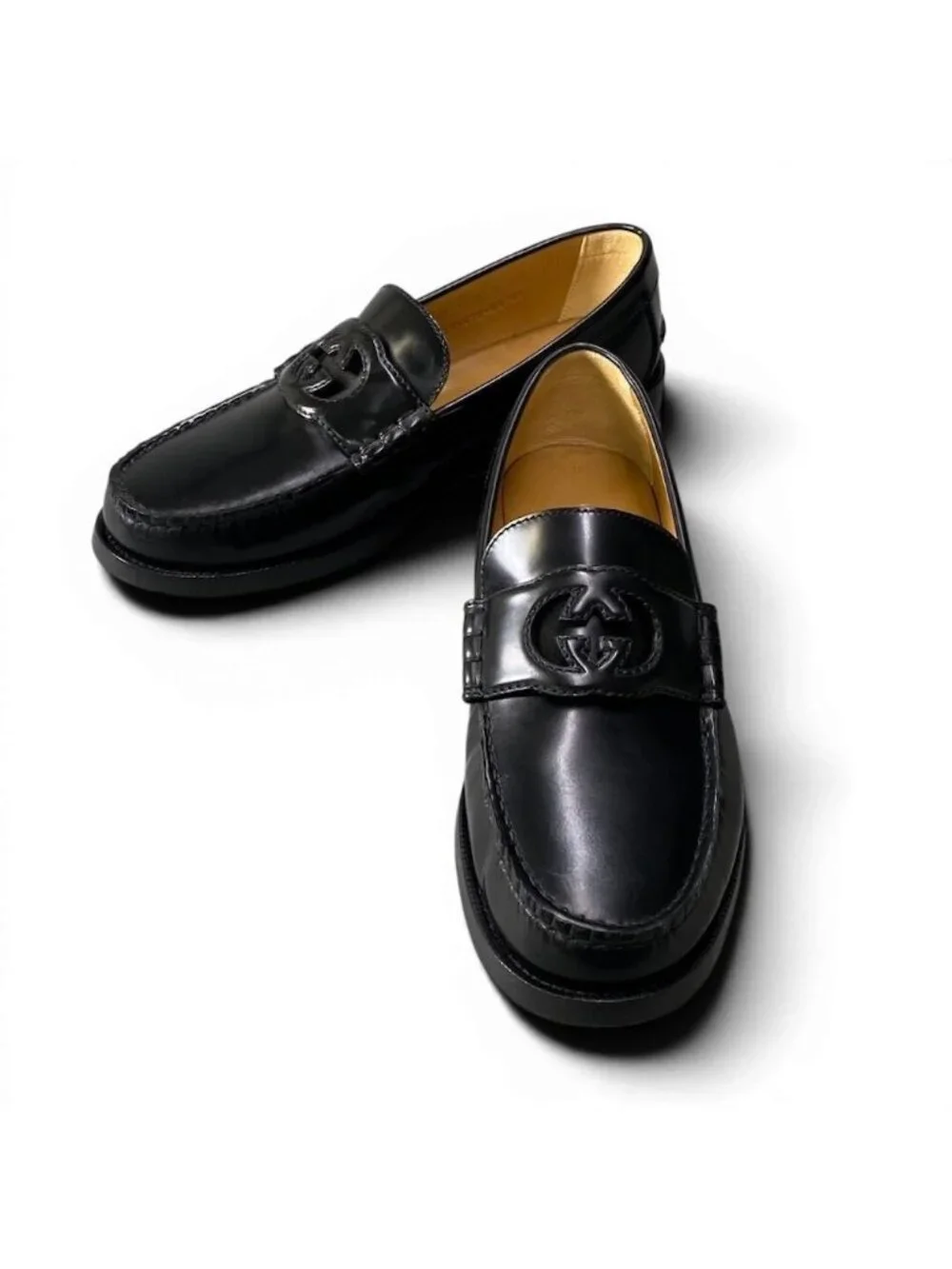 Gucci Interlocking GG Logo Loafers Shoes Dress Leather